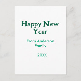 Postal Happy new year green add family name year simple 