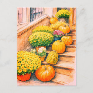 Postal Happy Otoño Thanksgdn Pumpkin Postcard