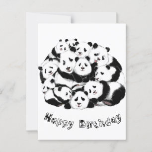 Postal Happy Pandas Funny Birday Card