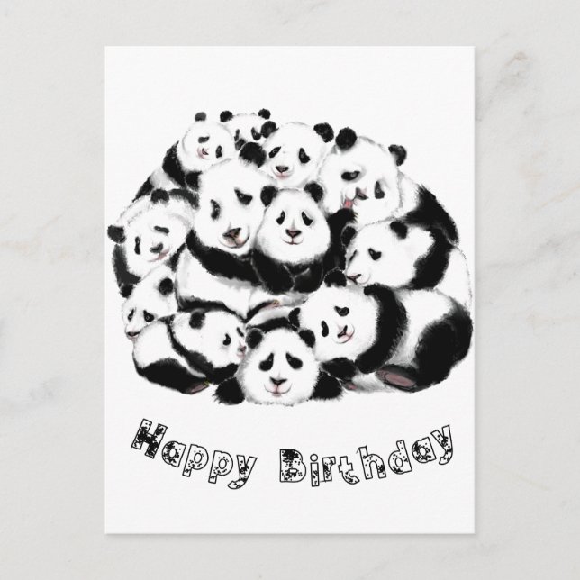 Postal Happy Pandas Funny Birday Card (Anverso)
