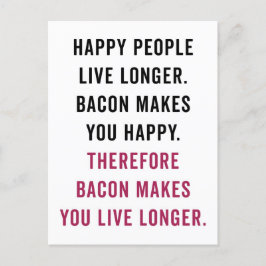 Postal Happy People Bacon Funny Cita