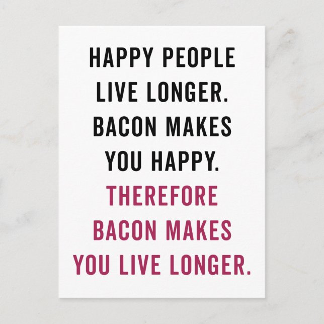 Postal Happy People Bacon Funny Cita (Anverso)