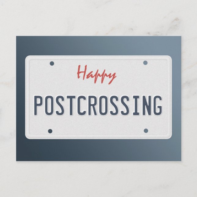 Postal "Happy Postcross License Plate" (Anverso)