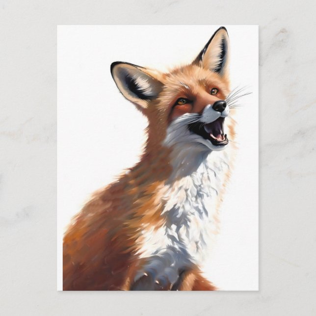 Postal Happy Red Fox OWN ART Vixen Wild Nature Blank (Anverso)