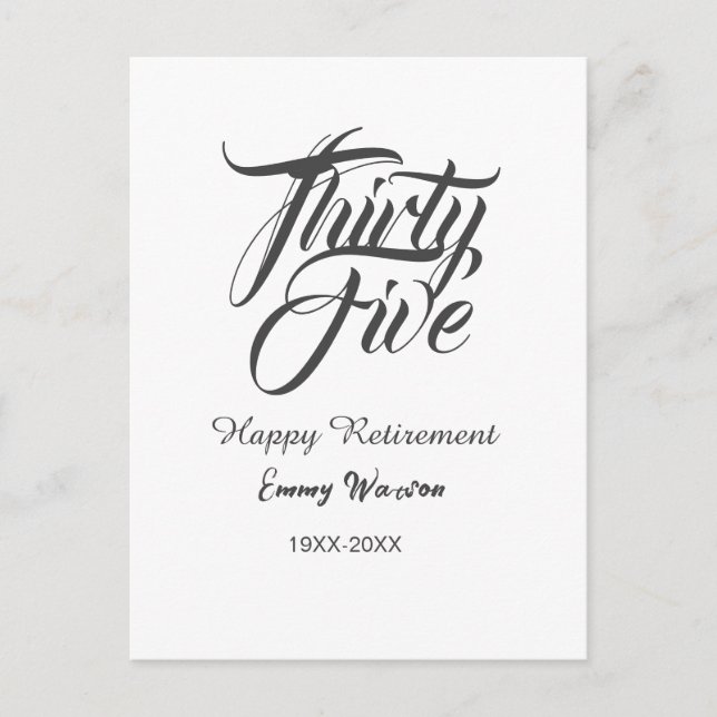 Postal Happy retirement bold letter name year elegant sim (Anverso)
