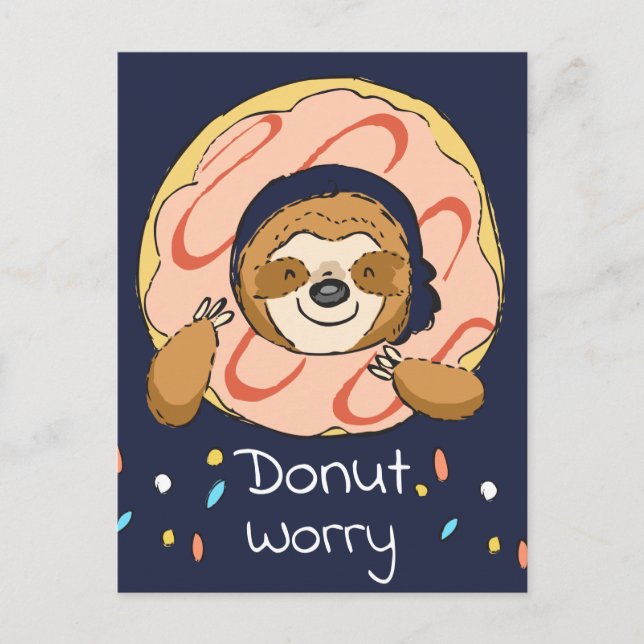Postal Happy Sloth Donut Worry Valentine (Anverso)