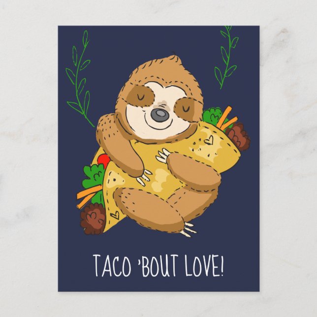 Postal Happy Sloth Taco Bout Love Valentine (Anverso)