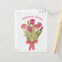 Happy Spring Tulip Bouquet Postcard