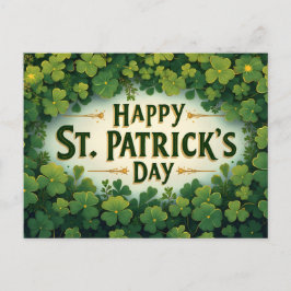 Postal Happy St. Patrick’s Day Clover Art