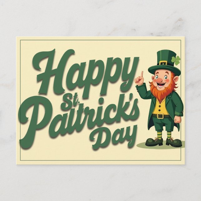 Postal Happy St. Patrick’s Day Cute Leprechaun (Anverso)