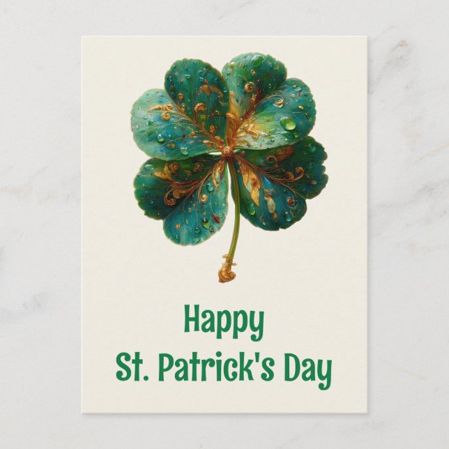 Postal Happy St. Patrick’s Day Elegant Shamrock (Anverso)