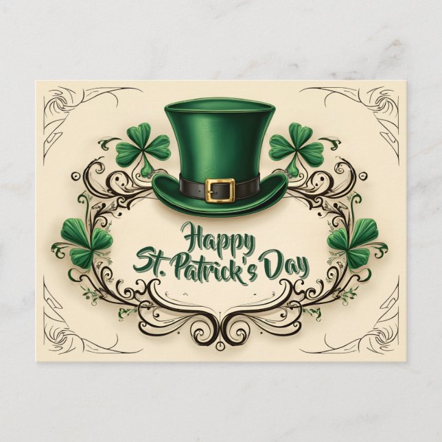 Postal Happy St. Patrick’s Day Shamrock Design (Anverso)