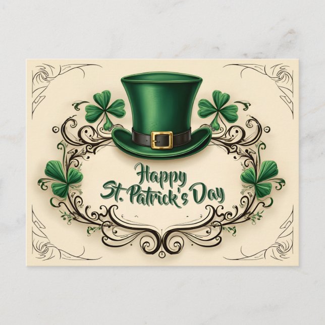 Postal Happy St. Patrick’s Day Shamrock Design (Anverso)