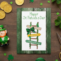 Happy St. Patrick's Day Green WoodPostcard