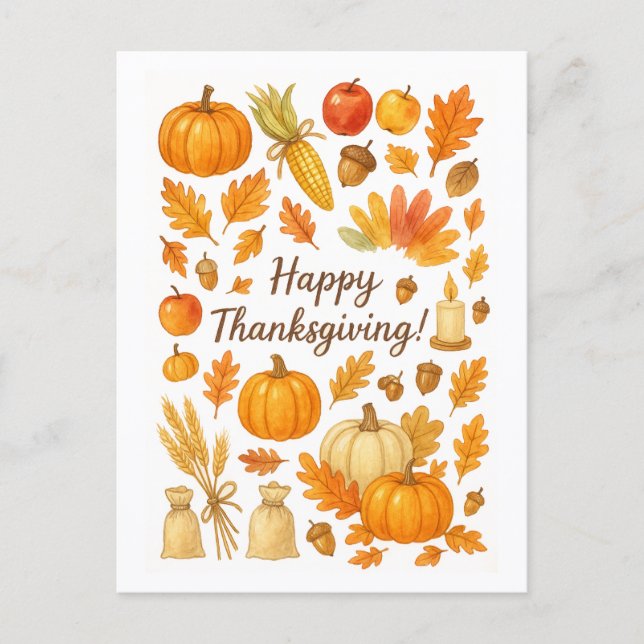 Postal Happy Thanksgiving Postcard (Anverso)