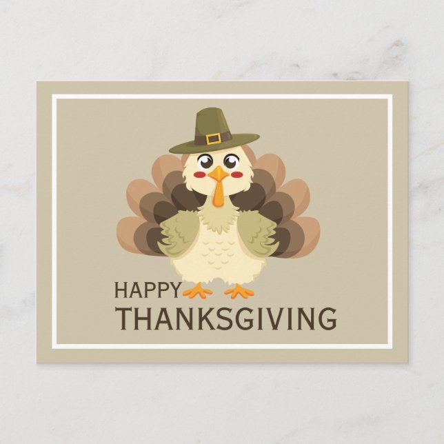 Postal Happy Thanksgiving Simple Cute Funny Turkey (Anverso)