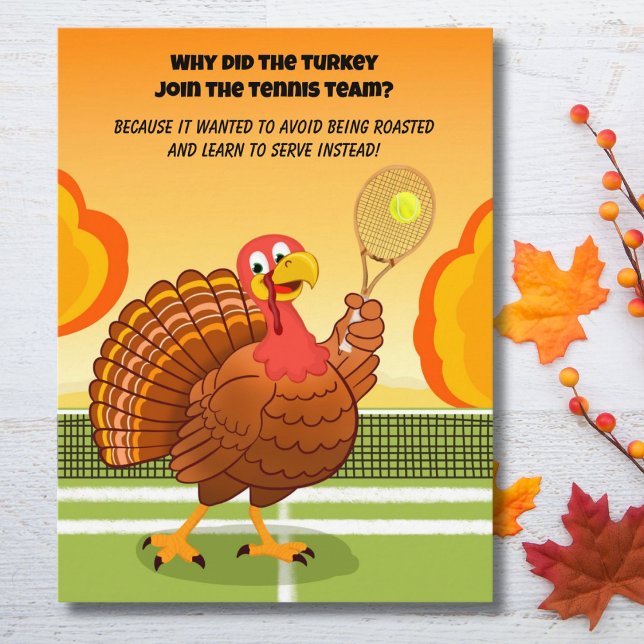 Postal Happy Thanksgiving Tennis Turkey Riddle (Subido por el creador)