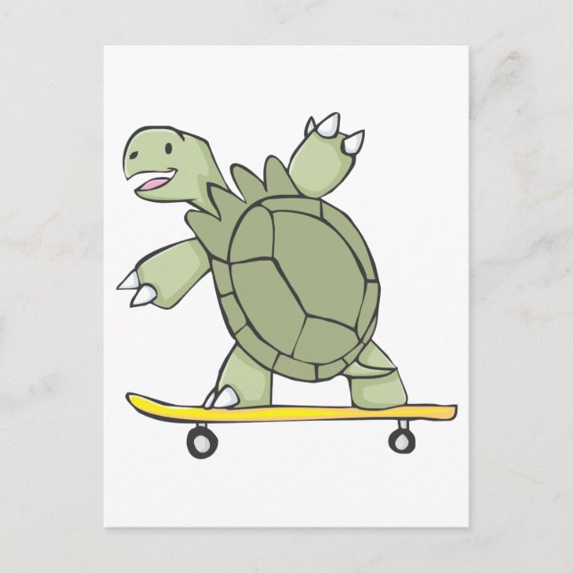 Postal Happy Tortoise Riding Skate Board (Anverso)