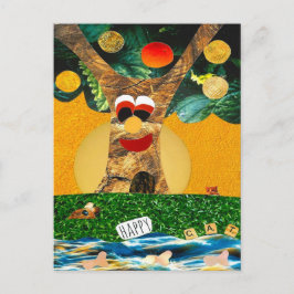 Postal Happy tree for a happy cat in balans met feng shui