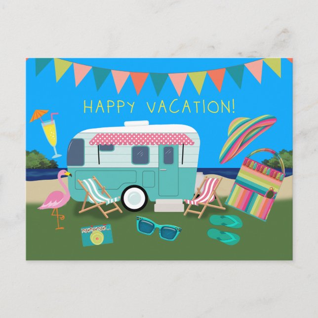 Postal Happy Vacation Lakeside Camping (Anverso)