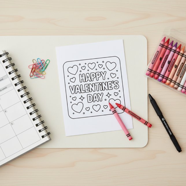 Postal Happy Valentine’s Day Coloring for Students (Subido por el creador)