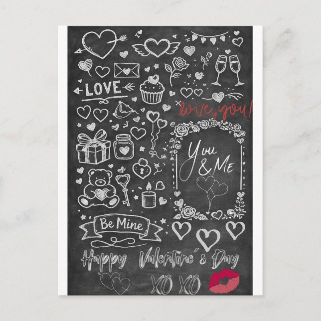 Postal Happy Valentine´s Day - Love chalkboard (Anverso)
