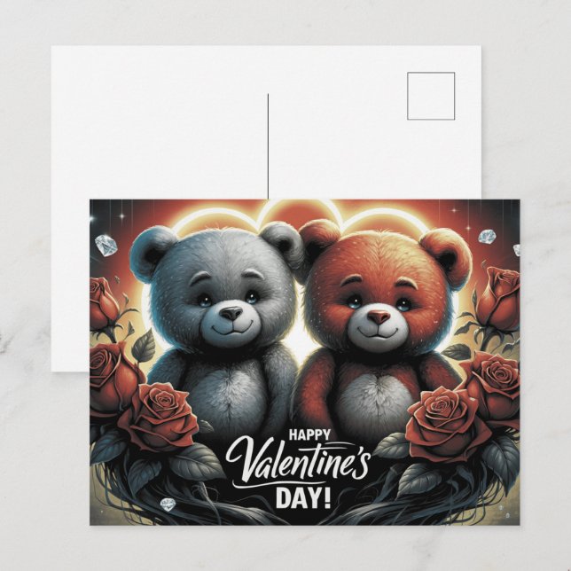 Postal Happy Valentine’s Day Ourson -3 (Anverso / Reverso)