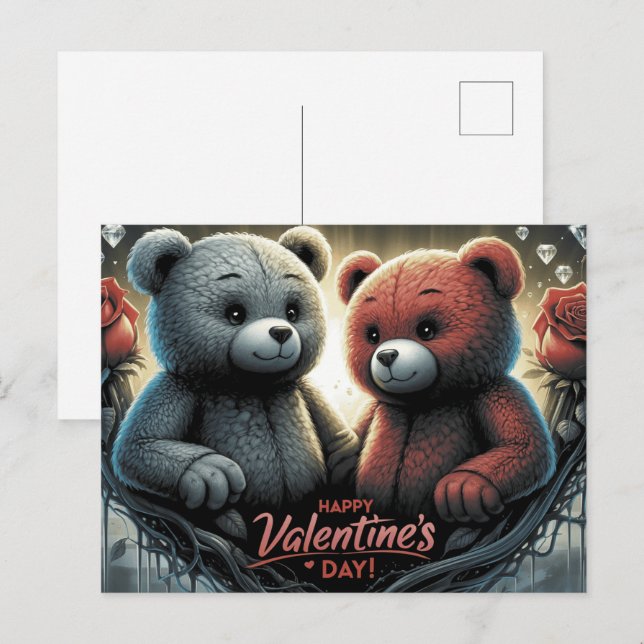 Postal Happy Valentine’s Day Ourson -4 (Anverso / Reverso)