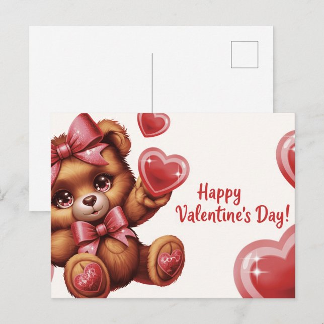 Postal Happy Valentine’s Day Ourson -6 (Anverso / Reverso)