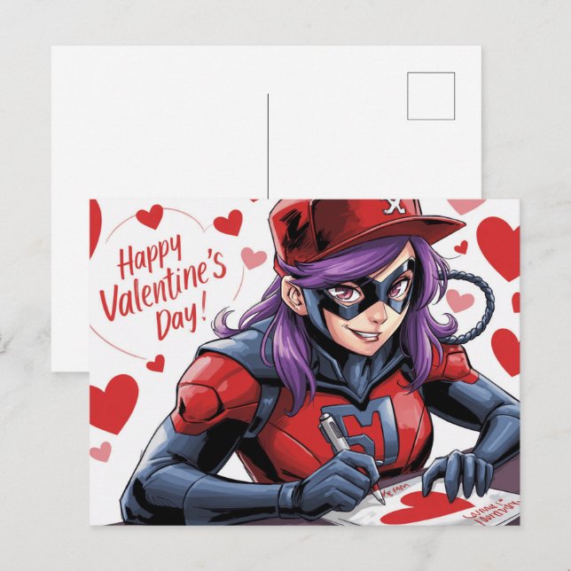 Postal Happy Valentine’s Day Super-Héros (Anverso / Reverso)