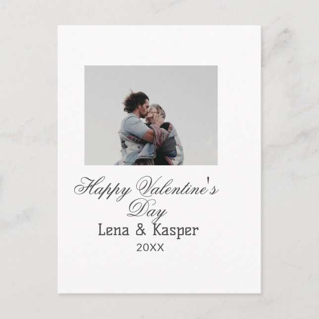 Postal Happy Valentine's day couple photo modern simple t (Anverso)