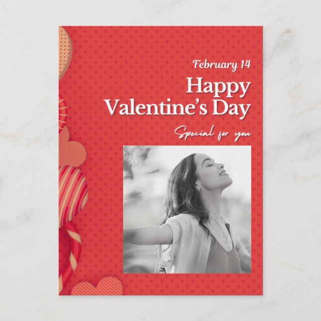 Postal Happy valentine's day Custom Photo Red Hearts (Anverso)