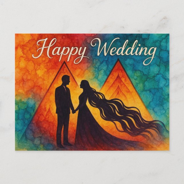 Postal Happy Wedding Greeting cards  (Anverso)