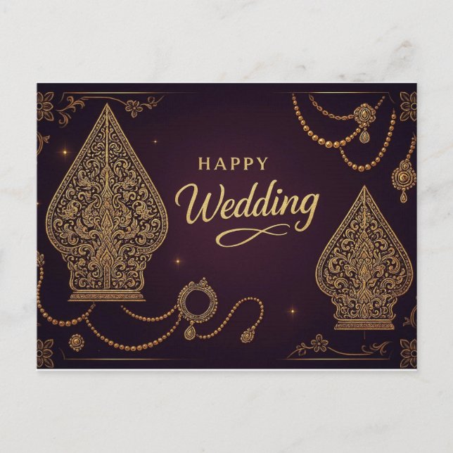Postal Happy Wedding Wayang CULTURE Cards  (Anverso)