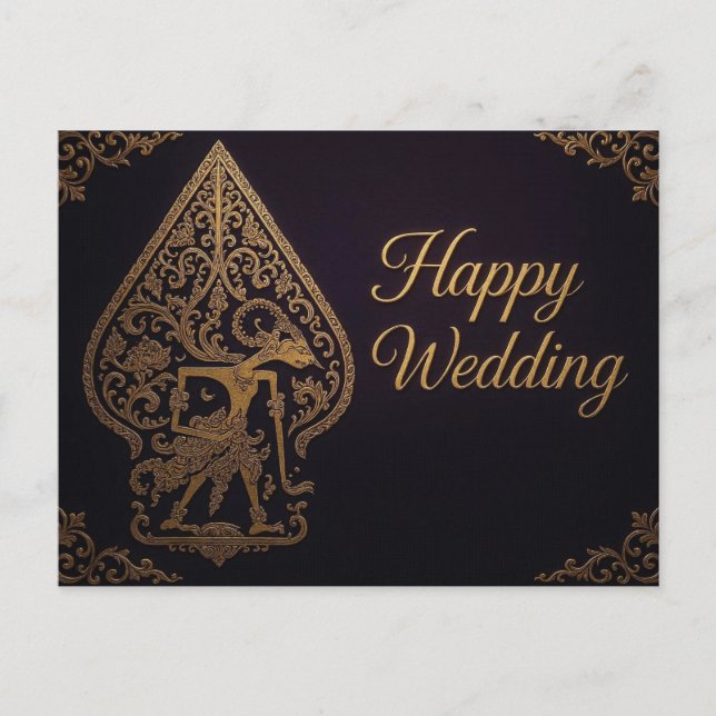 Postal Happy Wedding Wayang Gunungan Cards  (Anverso)