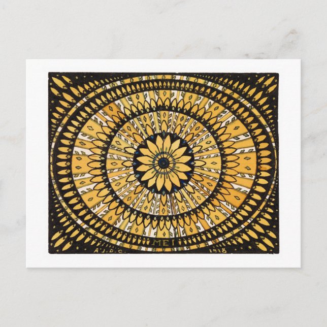 Postal Happy Yellow Flower Sunburst / Rosette (Anverso)