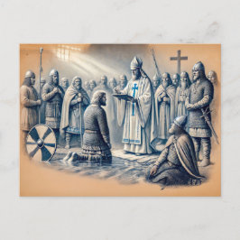 Postal Harald Bluetooth en el dibujo de talla Pastel