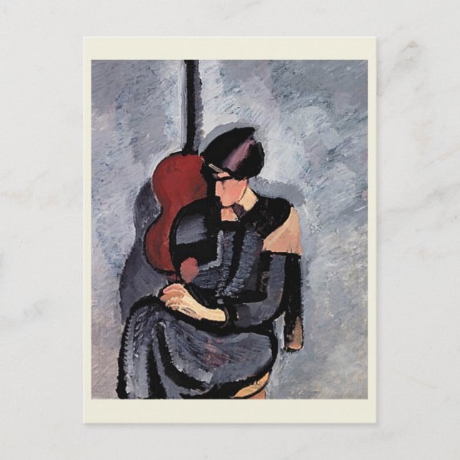 Postal Harald Giersing - Dame foran en guitarra (Anverso)