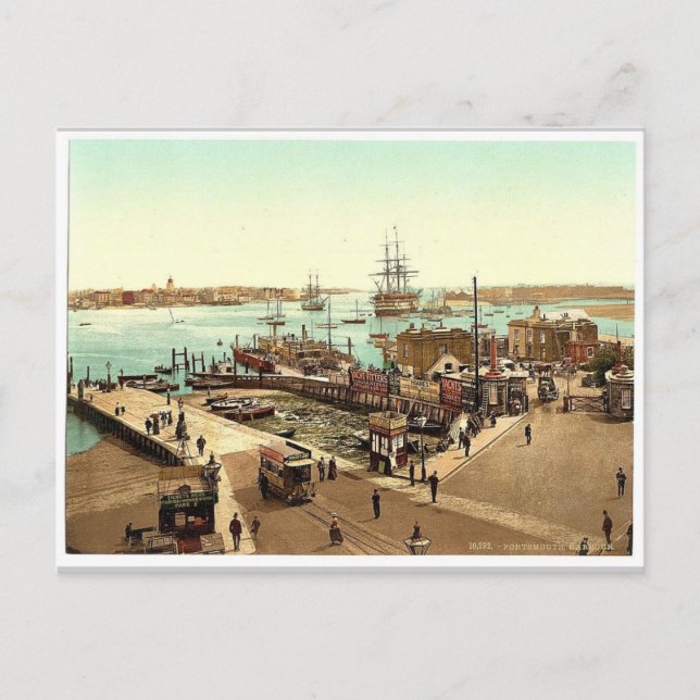 Postal Harbour, Portsmouth, Inglaterra, fotografía clásic (Anverso)