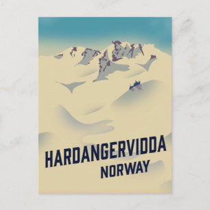 Postal Hardangervidda poster de vacaciones de Noruega.