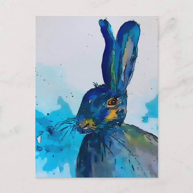 Postal Hare Rabbit Watercolor (Anverso)