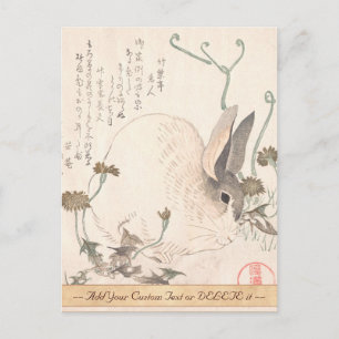 Postal Hare y Dandelion, Kubo Shunman, arte japonés