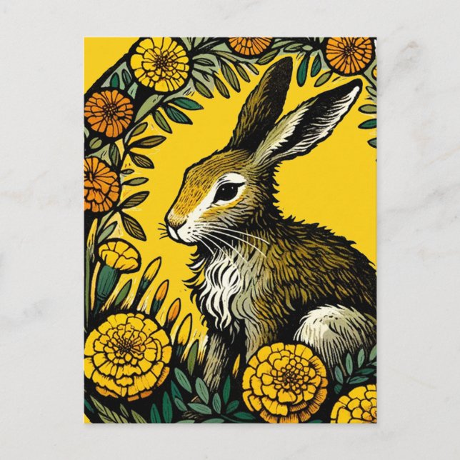 Postal Hare y Marigolds (Anverso)