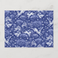 Hares Campo de Nieve Conejos Blancos Azul Animal d