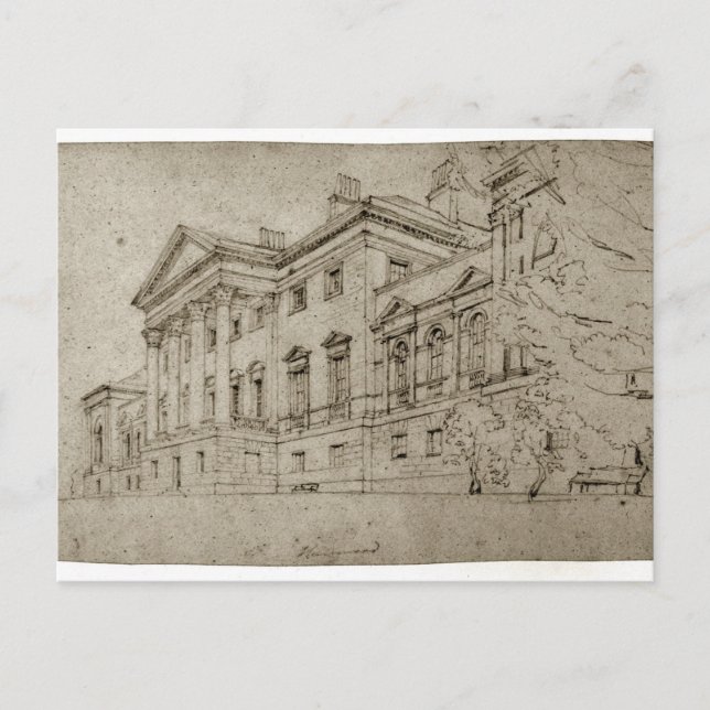 Postal Harewood House, Yorkshire, c.1798 (grafito en tex) (Anverso)