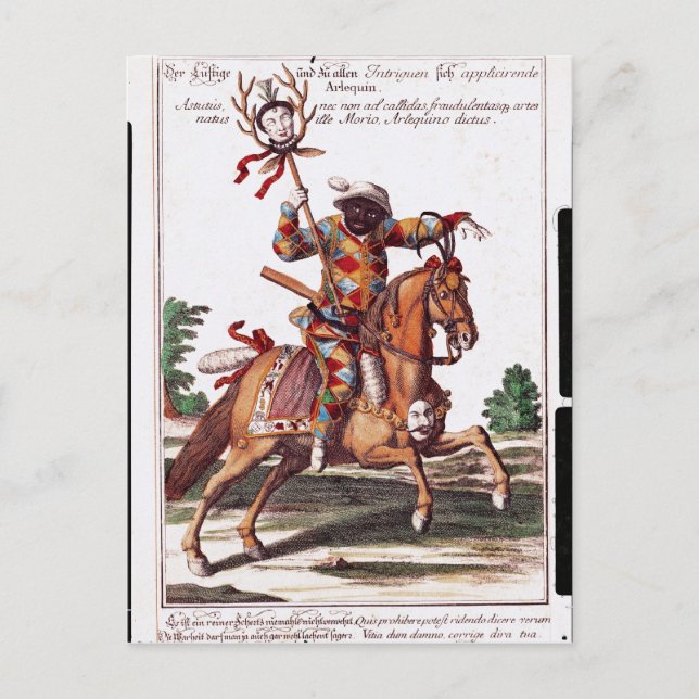 Postal Harlequin a caballo (Anverso)