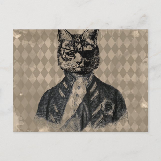 Postal Harlequin Cat Grunge (Anverso)