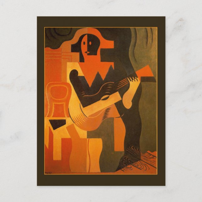 Postal Harlequin con la guitarra de Juan Gris (Anverso)