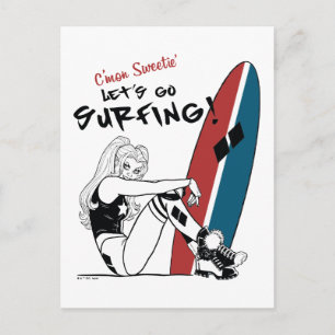 Postal Harley Quinn - Vamos a surfear