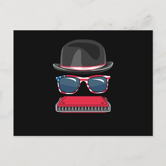 Postal Harmonica Blues Music Audio Instrument Sound Gift (Anverso)